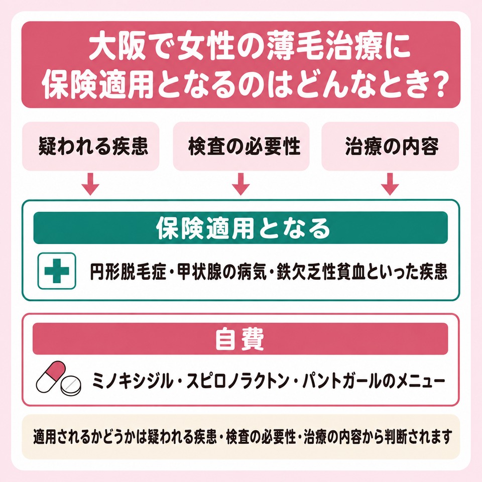 大阪で女性の薄毛治療に保険適用となるのはどんなとき？