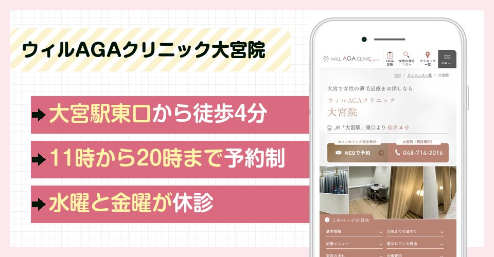 ウィルAGAクリニック大宮院の特徴まとめ