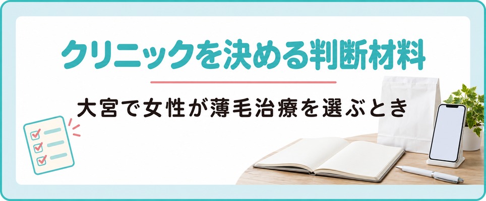 大宮で女性が薄毛治療のクリニックを決めるときの判断材料
