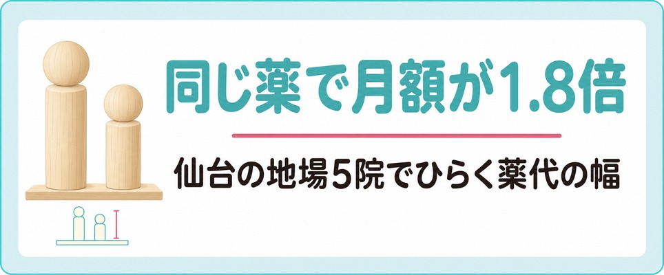 仙台で女性に処方される薄毛の治療薬と地場の5院で1.8倍ひらくパントガールの月額