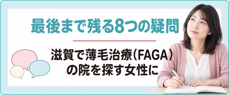 滋賀で薄毛治療(FAGA)の院を探す女性に最後まで残る8つの疑問