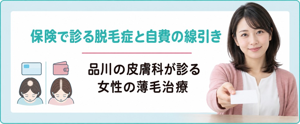 品川の皮膚科が保険で診る脱毛症と自費になる女性の薄毛治療の線引き
