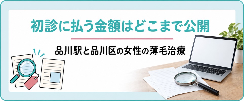 品川駅と品川区のクリニックで女性の薄毛治療の初診に払う金額はどこまで公開されているか