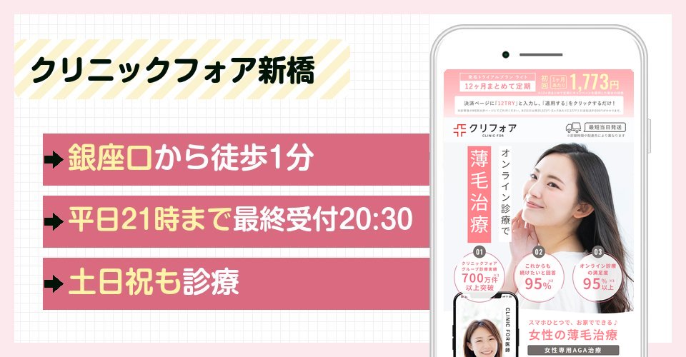 クリニックフォア新橋の特徴まとめ