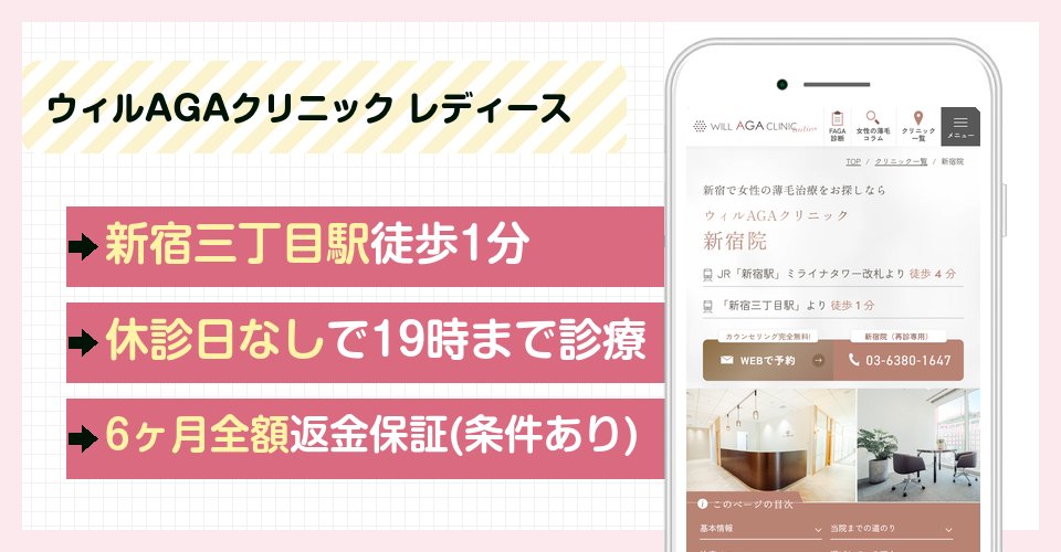ウィルAGAクリニック レディース新宿院の特徴まとめ