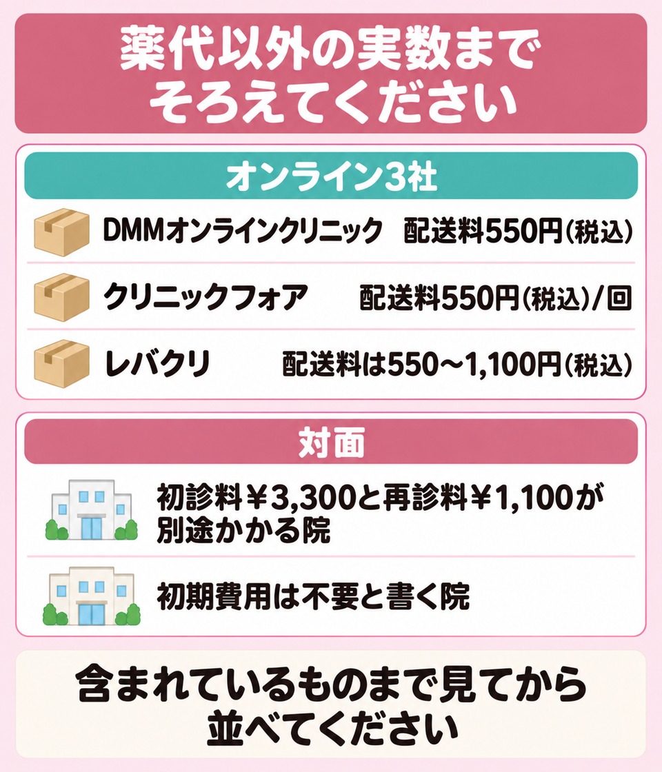 対面で通う受け方と自宅で受け取る受け方の費用の内訳