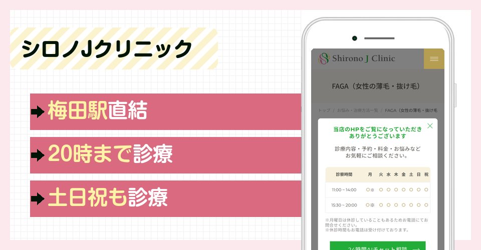 シロノJクリニックの特徴まとめ