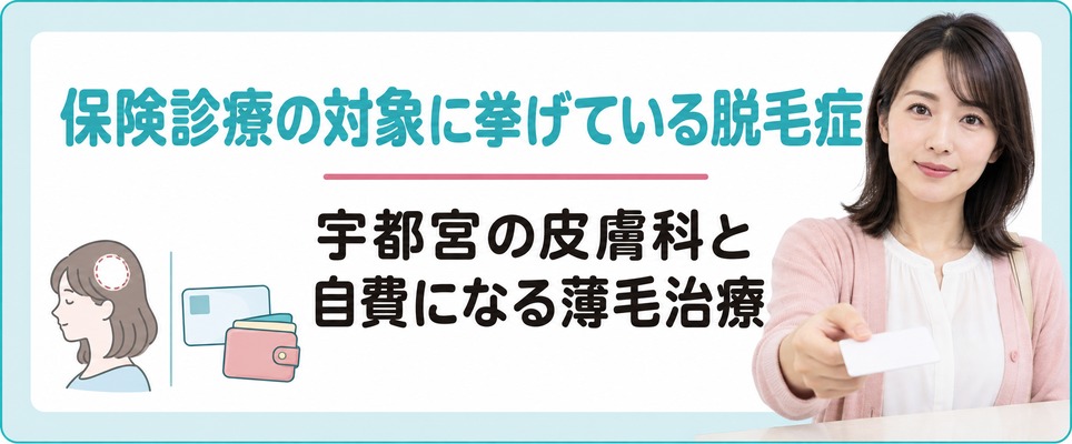 宇都宮の皮膚科が保険で診る脱毛症と自費になる女性の薄毛治療