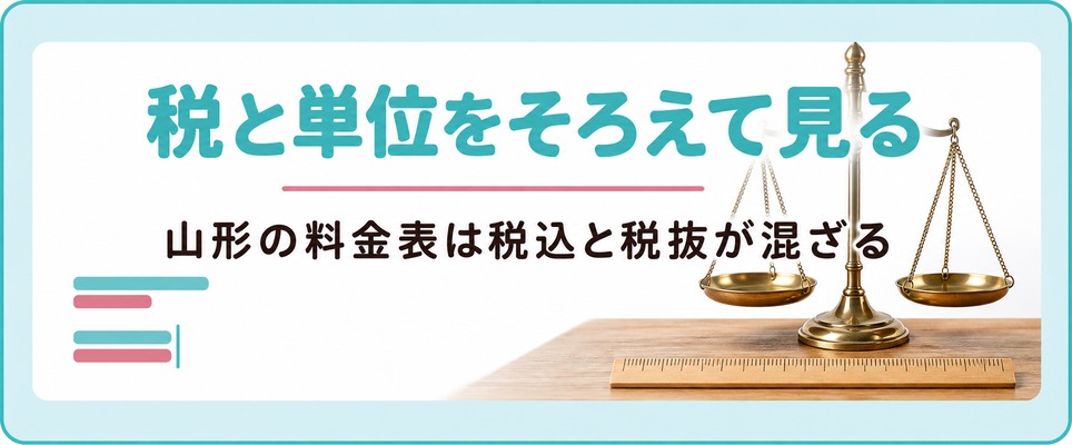 山形の院の料金表は税込と税抜が混ざり薬の日数も違うので同じ条件にそろえて見る