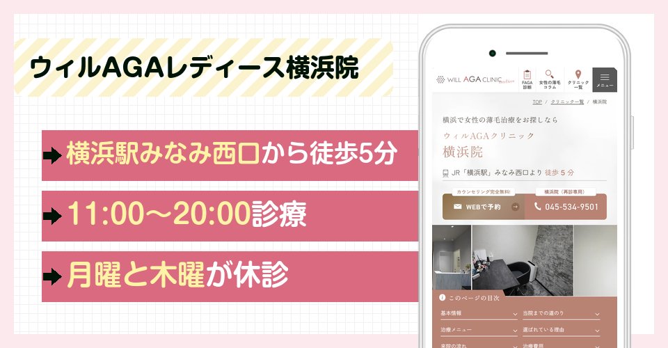 ウィルAGAクリニックレディース横浜院の特徴まとめ