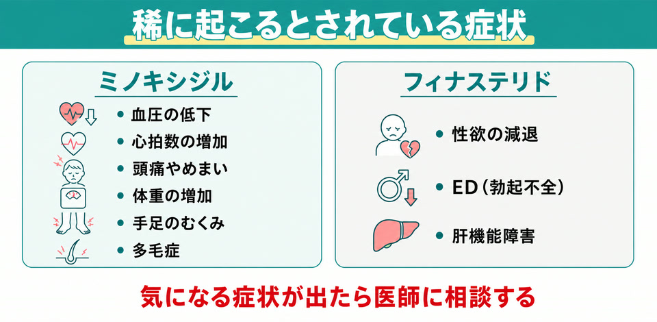 ミノキシジルとフィナステリドで異なる副作用
