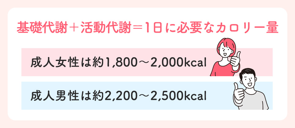 男女別1日に必要なカロリー量一覧