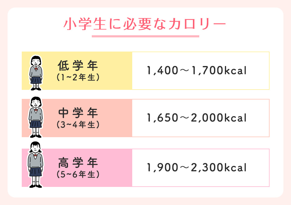 小学生に必要なカロリー一覧