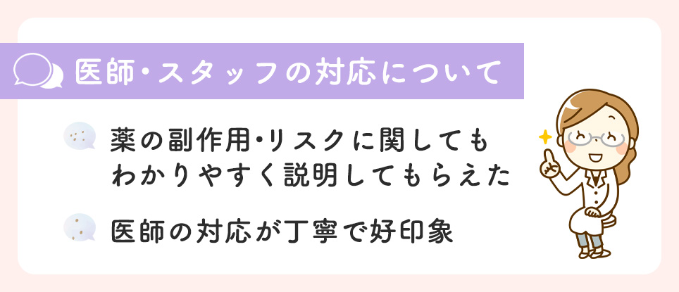 医師・スタッフの対応についての口コミ