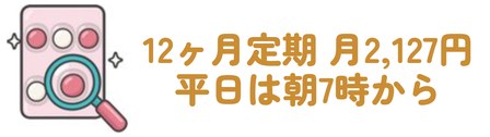 12ヶ月定期 月2,127円・平日は朝7時から